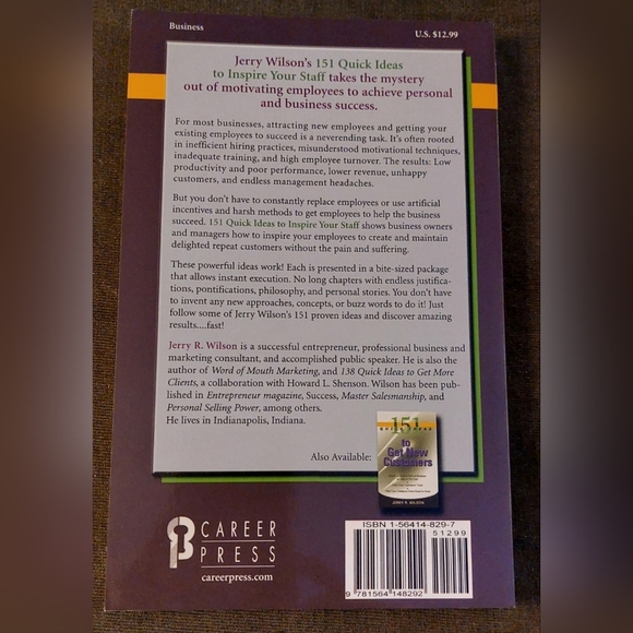 Book 151 Quick Ideas to Inspire Your Staff by Jerry Wilson Paperback Read - Picture 2 of 2